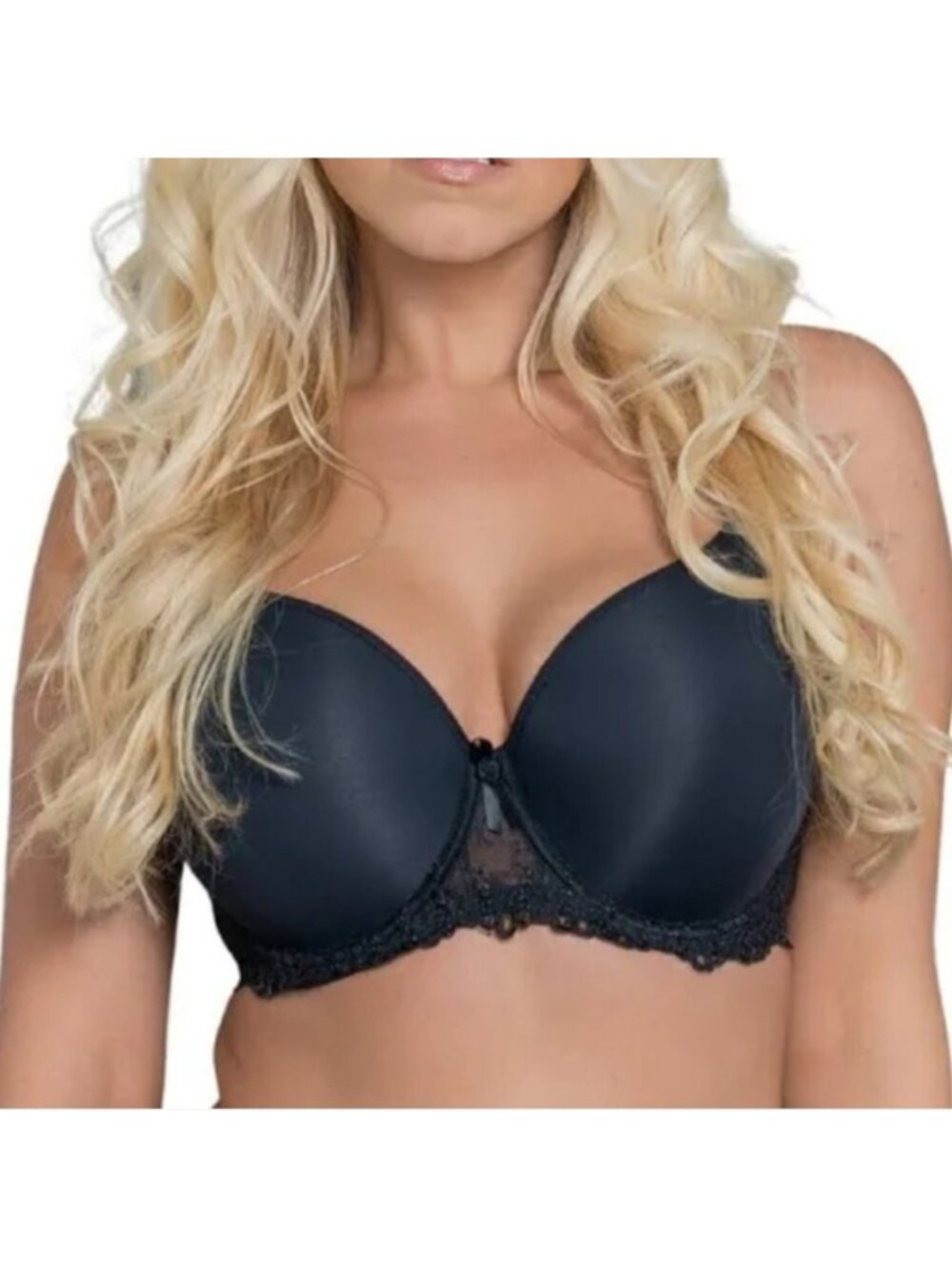 Fit Fully Yours Elise Moulded T-Shirt Underwire Bra Black Lace 32F 32DDD Sexy